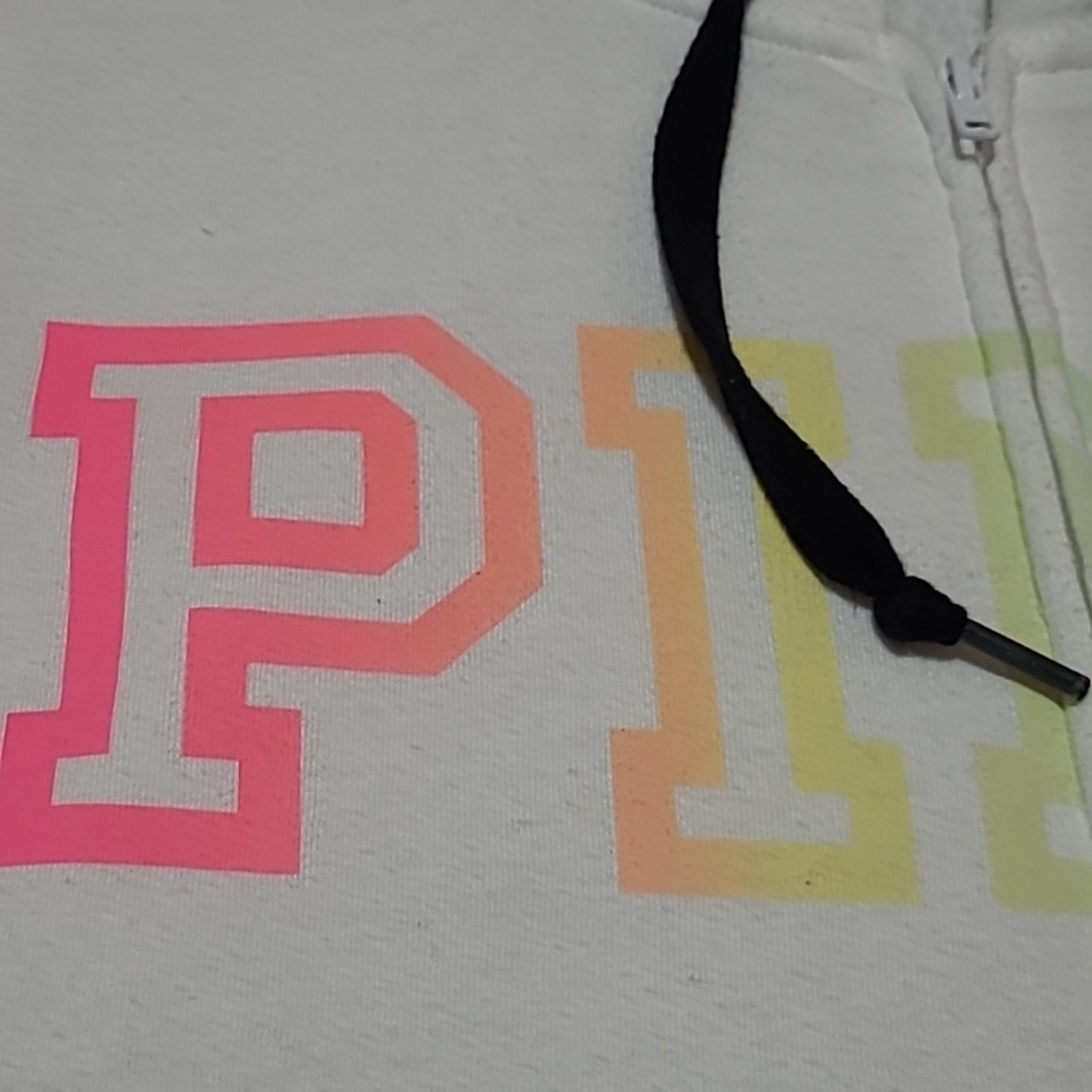 VS PINK 2021 RAINBOW GRADIENT LOGO FULL-ZIP HOODIE SWEATSHIRT - Picture 8 of 14